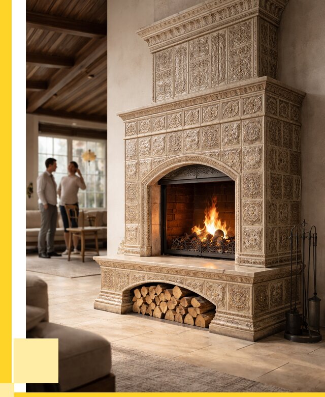 Купить изразцовый камин в Старом Осколе от 252925 р. | ЭриданСрк