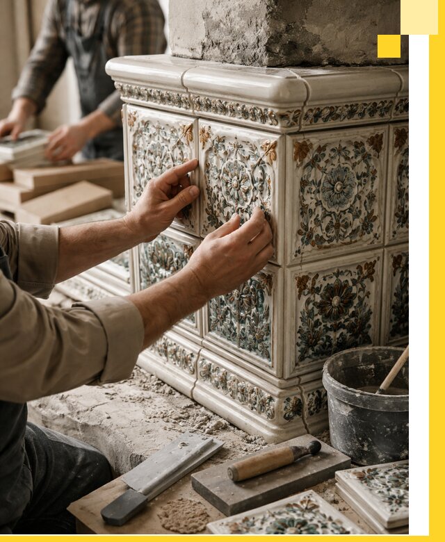 Изразцовые камины под ключ в Старом Осколе: проект и монтаж