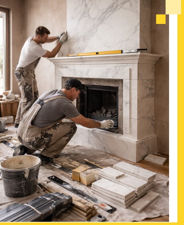 Отделка каминов в Старом Осколе качественные облицовочные работы