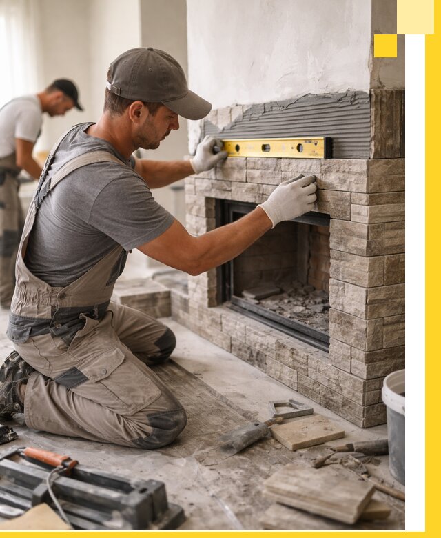 Облицовка каминов в Старом Осколе, монтаж и отделка натуральным камнем