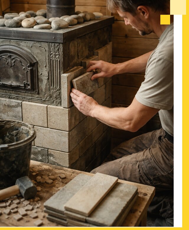 Облицовка банных печей в Старом Осколе профессиональная отделка