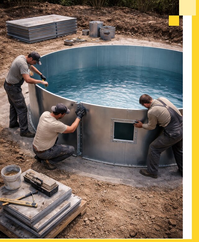 Круглые бассейны под ключ в Старом Осколе проектирование и монтаж