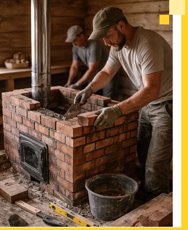 Кирпичные печи для бани под ключ в Старом Осколе, проект и монтаж