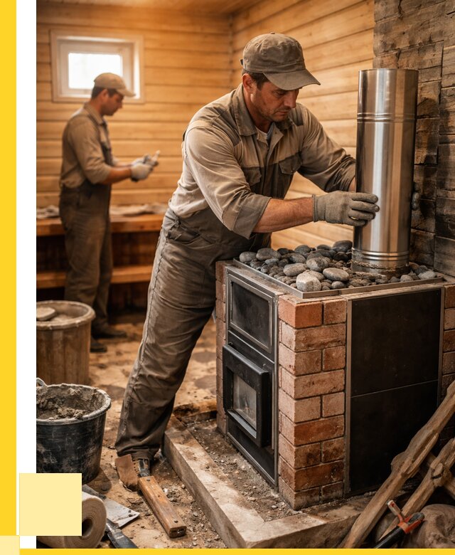 Монтаж печи в бане под ключ в Старом Осколе от 20234 р. | ЭриданСрк