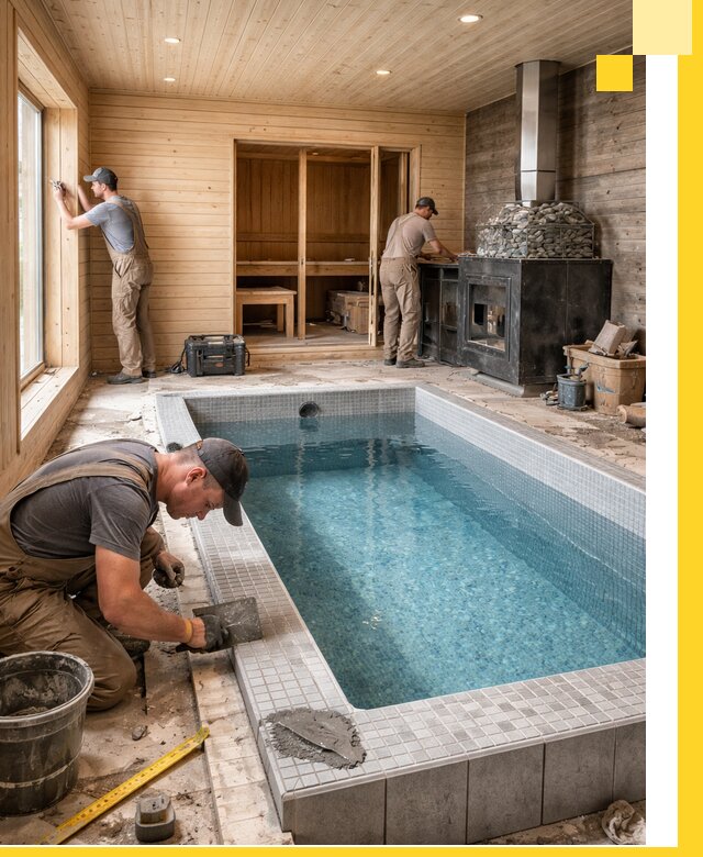 Проект бани с бассейном и сауной в Старом Осколе под ключ