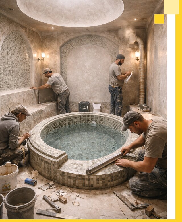 Профессиональное строительство хамама с бассейном в Старом Осколе под ключ