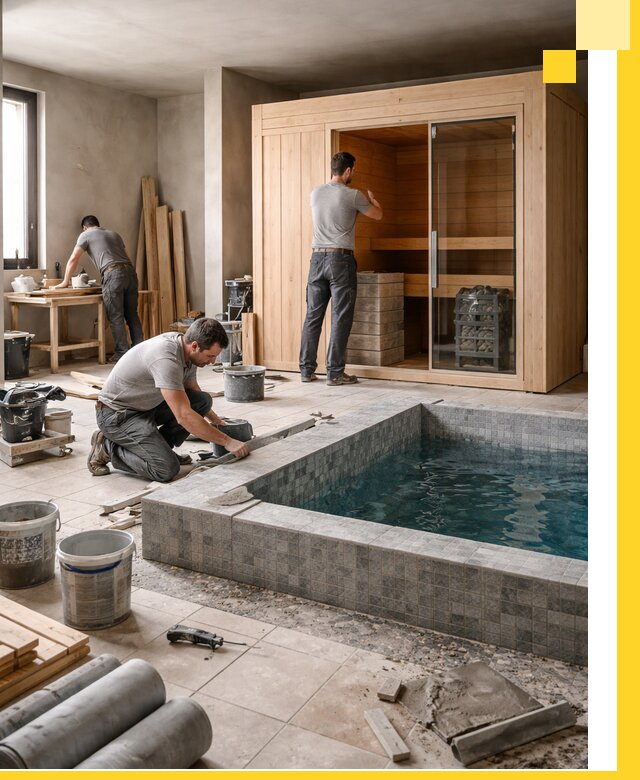 SPA зоны под ключ с бассейном сауной и печью в Старом Осколе